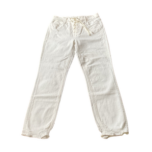 MOTHER White Lace-Up Straight Leg Jeans - Superior